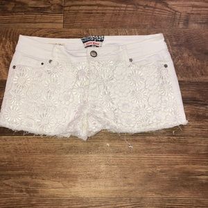 White denim shorts